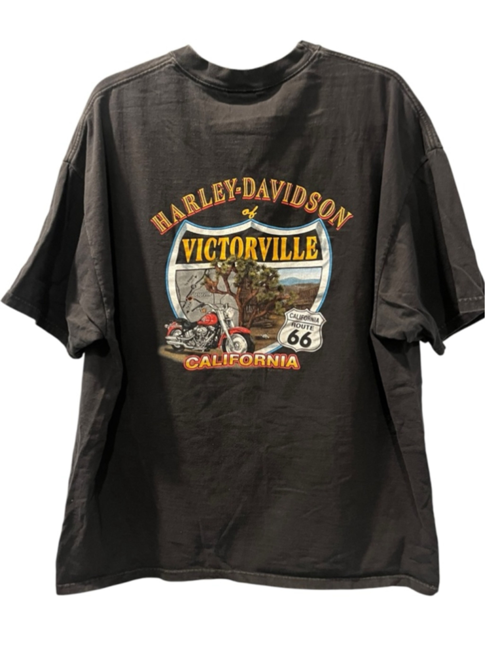 Vintage 2000 Harley Davidson Flame T-Shirt Size 2XL Route 66 California Biker